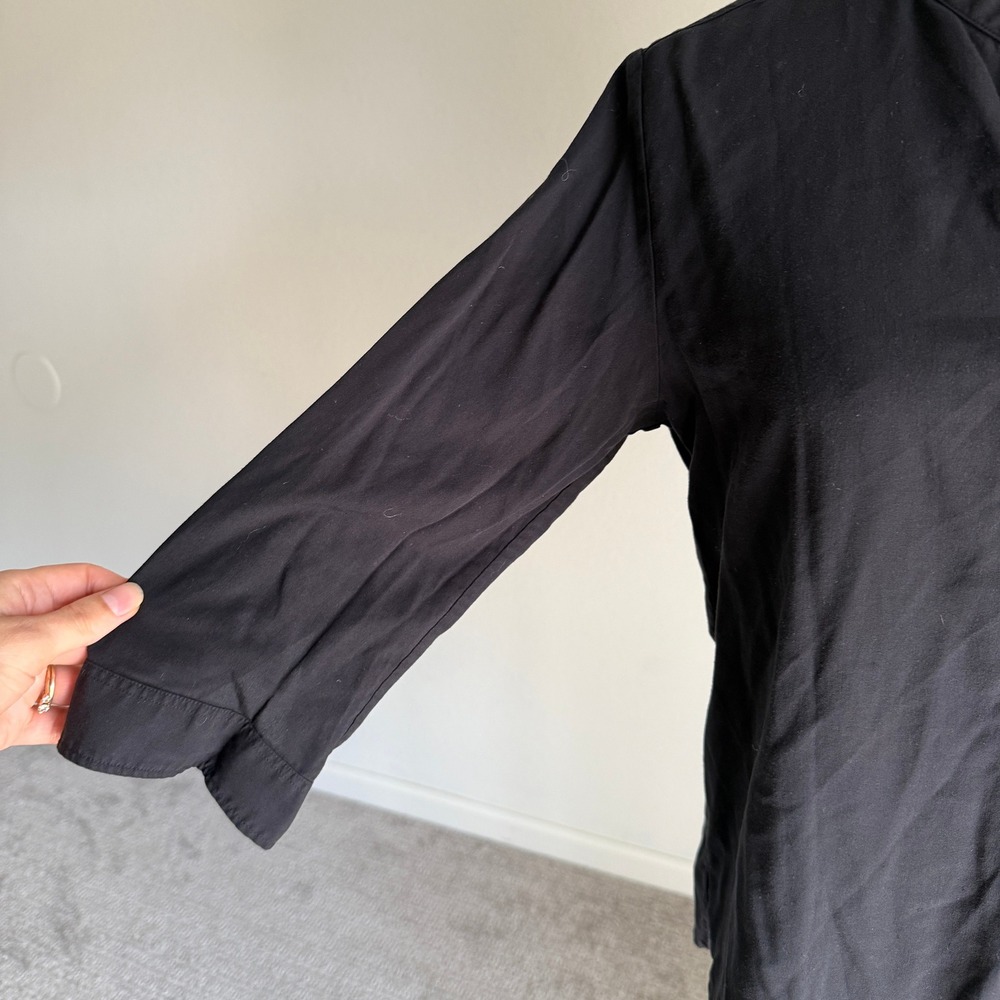 UNIQLO Women's Black 3/4 Sleeve Button Down Tunic Top Mandarin Collar Medium - Picture 3 of 7